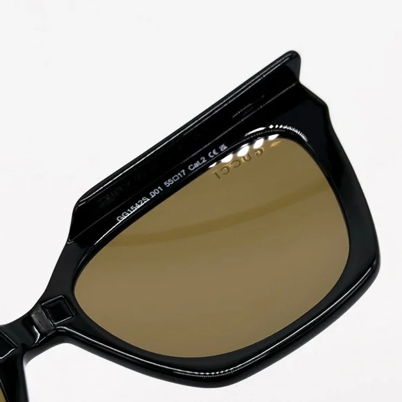 NEW GUCCI GG1542S 001 CAT EYE BLACK BROWN/CLEAR WOMEN SUNGLASSES GUCCI - Picture 13 of 16